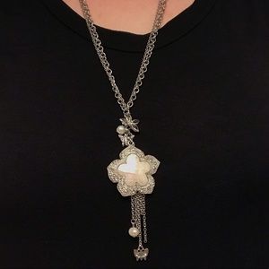 Opal Star CZ Diamond Butterfly Dangle Necklace Y2K
